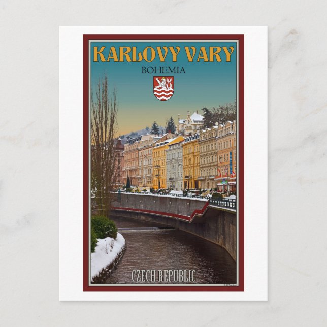 Cartão Postal Karlovy Vary - Semnice River Winter (Frente)