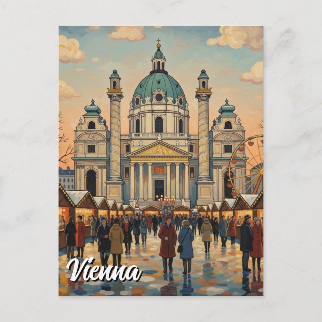 Cartão Postal Karlskirche Karlsplatz Vienna Austria Travel (Frente)