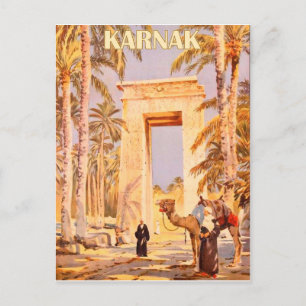 Cartão Postal Karnak, Camel em frente à Porta, viagens vintage