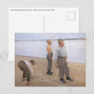 Cartão Postal Károly Ferenczy - Meninos Jogando Pedras