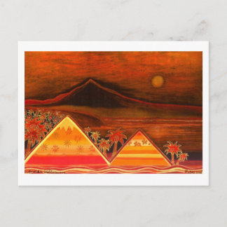 Cartão Postal Karte Pastell-Art "Paradise Island mit Pyramids"