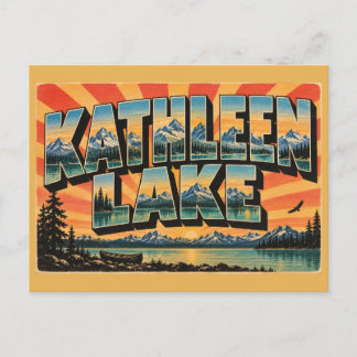 Cartão Postal Kathleen Lake YT Montanha Turquesa Lago Arte