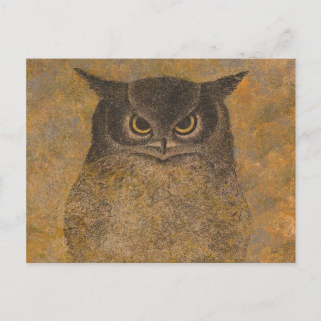 Cartão Postal Katsuda Yukio Owl - Bloqueio Japonês (Frente)