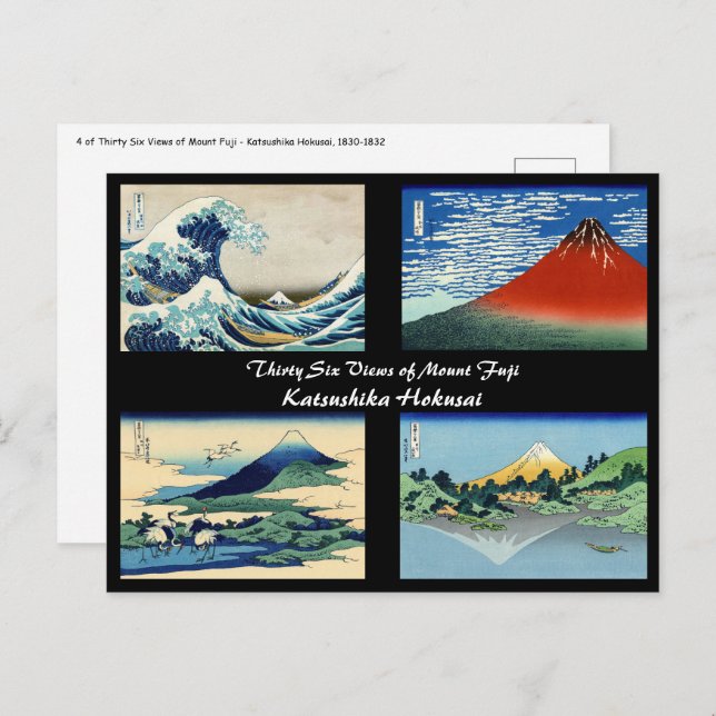 Cartão Postal Katsushika Hokusai - 36 visualizações do Monte Fuj (Frente/Verso)