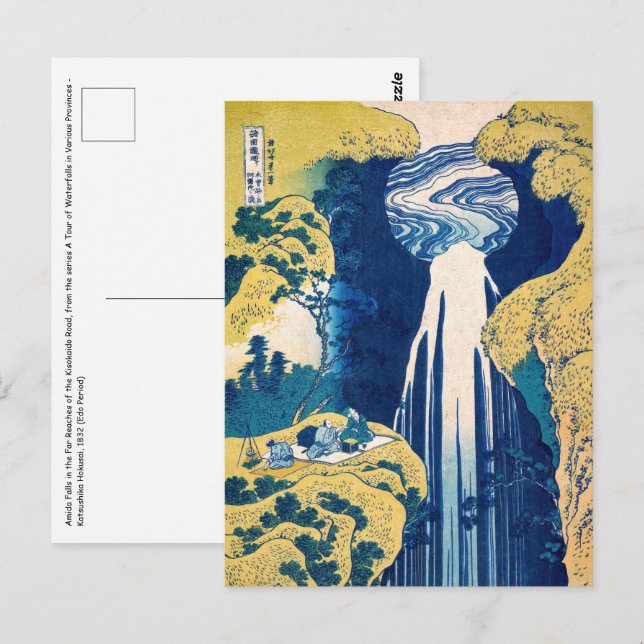 Cartão Postal Katsushika Hokusai - Amida Falls (Frente/Verso)