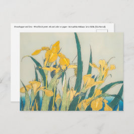 Cartão Postal Katsushika Hokusai - Gafanhoto e Iris