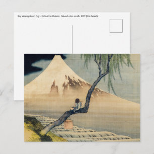 Cartão Postal Katsushika Hokusai - Menino Vendo o Monte Fuji