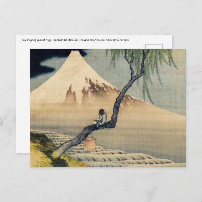 Cartão Postal Katsushika Hokusai - Menino Vendo o Monte Fuji (Frente/Verso)