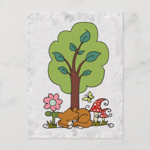 Cartão Postal Katze Baum