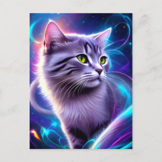 Cartão Postal Katze , Hintergrund in dezentem Neon Farben