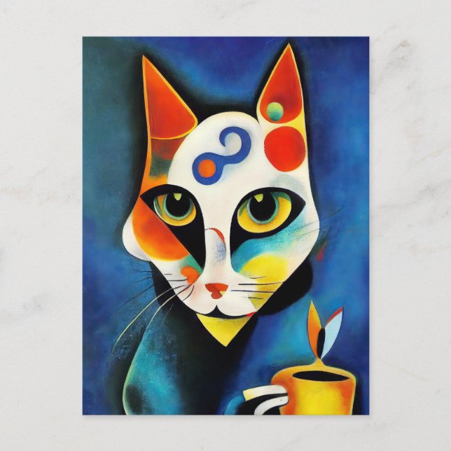 Cartão Postal Katze im Stile der Klassischen Modernen Kunst. (Frente)