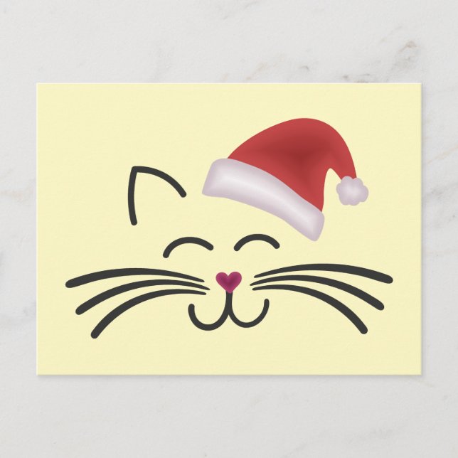 Cartão Postal Katze Nikolaus Mütze Cat Santa Hat (Frente)