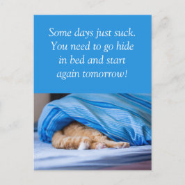 Cartão Postal Katze rot Bett versteckt Some days suck
