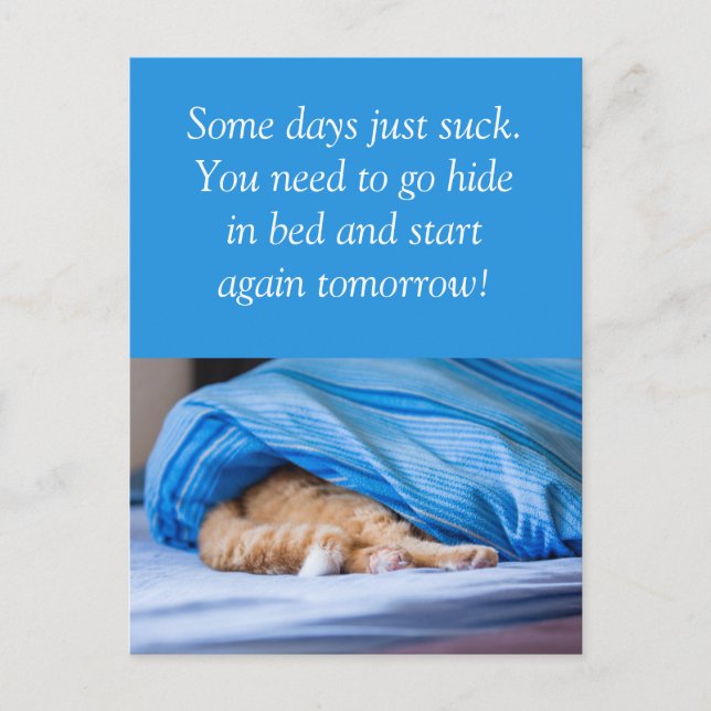 Cartão Postal Katze rot Bett versteckt Some days suck (Frente)