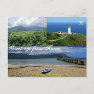 Cartão Postal Kauai, Havaí, Baía de Hanalei, Farol de Kilauea