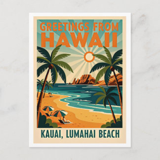 Cartão Postal Kauai, Havaí Viagens Retrô