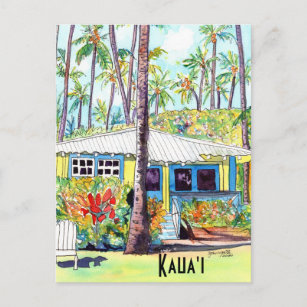 Cartão Postal Kauai Hawaii Aloha Algodão Amarelo
