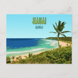 Cartão Postal Kauai Hawaii Coast Beach Vintage