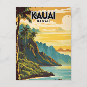 Cartão Postal Kauai Hawaii Nostalgic Retro Viagem Art