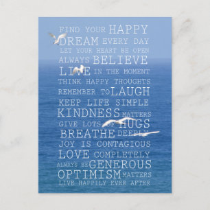 Cartão Postal Kauai Hawaii Ocean Birds Citações Inspiracionais