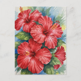 Cartão Postal Kauai Tropical Flowers watercolor