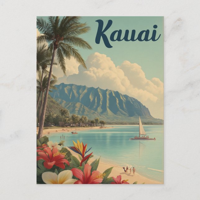 Cartão Postal Kauai vintage (Frente)