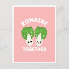 Cartão Postal  Kawaii Alface Romaine Casal Vegetariano Pun 