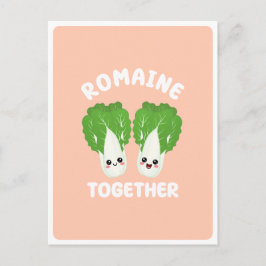 Cartão Postal  Kawaii Alface Romaine Casal Vegetariano Trocadilh