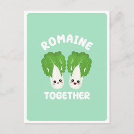 Cartão Postal  Kawaii Alface Romana Casal Vegetal Comida Trocadi