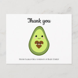 Cartão Postal Kawaii Avocado Thank You Baby Shower Minimalist