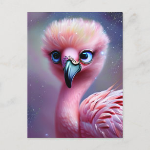 Cartão Postal Kawaii Baby Flamingo, bonito e adorável