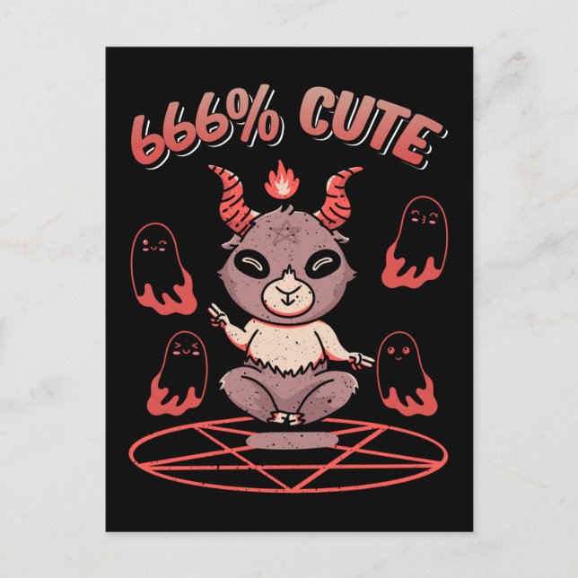 Cartão Postal Kawaii Baphomet Occult Devil Goat (Frente)
