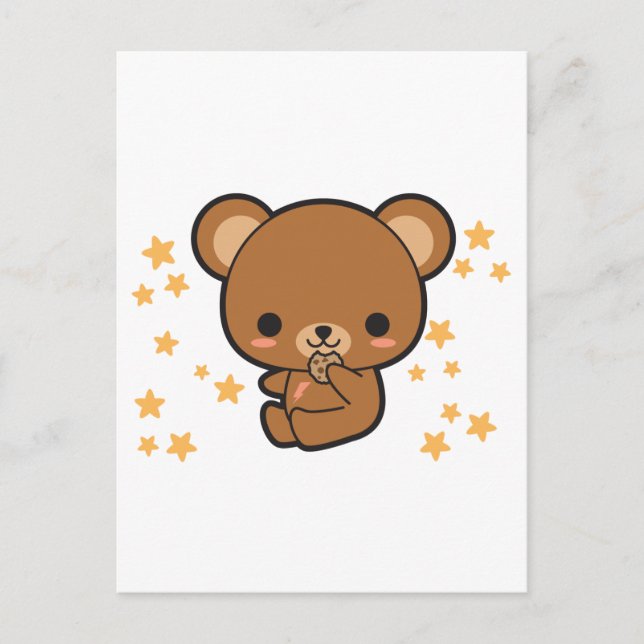 Cartão Postal Kawaii Brown Bear (Frente)
