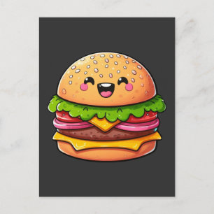 Cartão Postal Kawaii Burger Delight