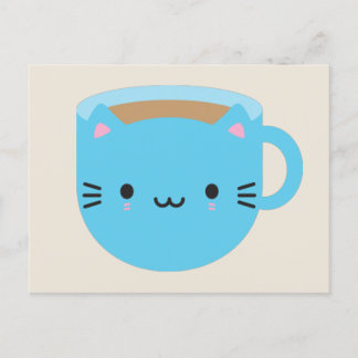 Cartão Postal Kawaii Cat Cup
