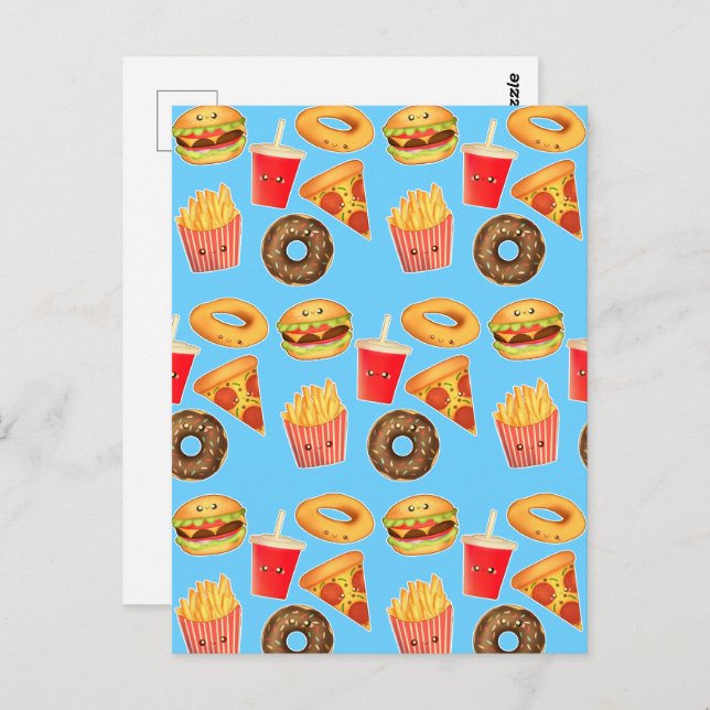 Cartão Postal Kawaii Cute Junk Comida (Frente/Verso)