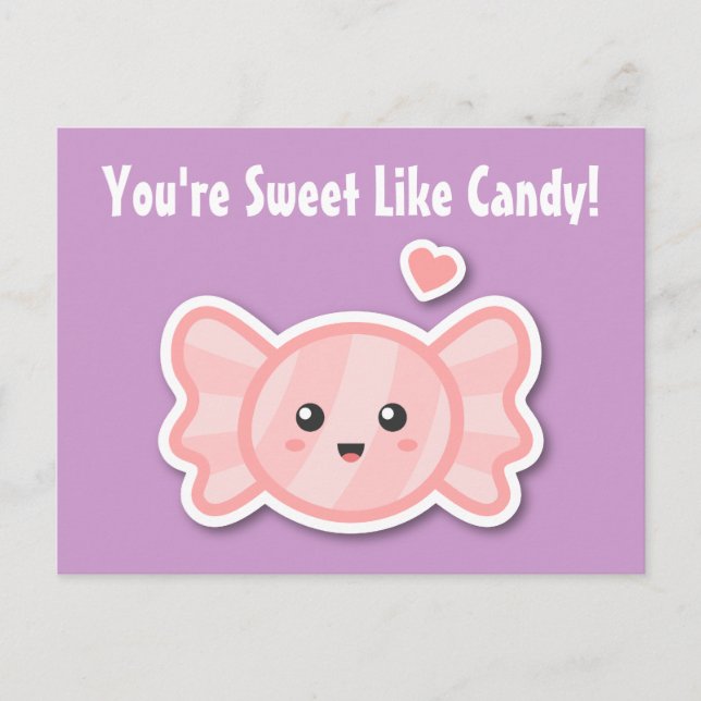 Cartão Postal Kawaii e Doce Como Doce (Frente)