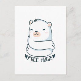 Cartão Postal Kawaii FREIO HUGS Urso Polar Amor Branco