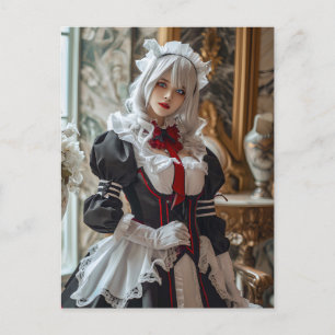 Cartão Postal Kawaii Gothic Cosplay Maid Retrato