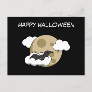 Cartão Postal Kawaii Happy Bat Voando em Lua Cheia Adicionar t