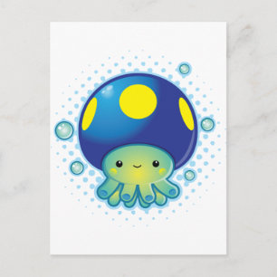 Cartão Postal Kawaii Octopus Mushroom