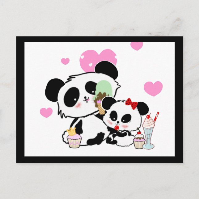 Cartão Postal Kawaii Panda Bear Cute Engraçado Dons Nomeados (Frente)