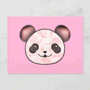 Cartão Postal Kawaii Panda Desenhando A Rosa