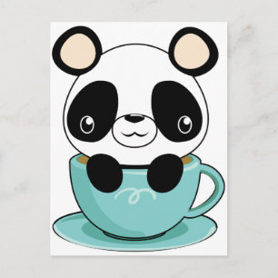 Cartão Postal Kawaii Panda em um Teacup