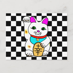 Cartão Postal Kawaii Rave Lucky Cat Maneki Neko