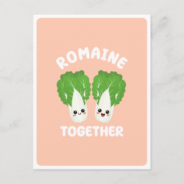 Cartão Postal Kawaii Romaine Casal de alface e Comida vegetal (Frente)