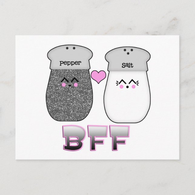 Cartão Postal Kawaii Sal e Pimenta BFF (Frente)