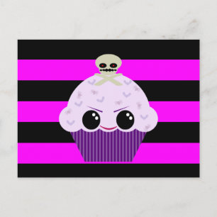 Cartão Postal Kawaii Spooky Cupcake Aranhas-do-crânio Morcego