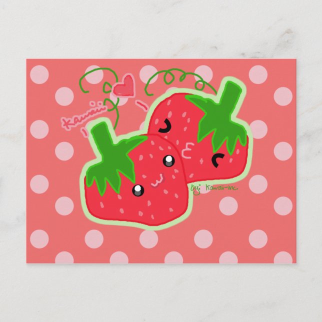 Cartão Postal Kawaii Strawberry (Frente)