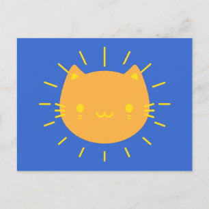 Cartão Postal Kawaii Sunshine Cat